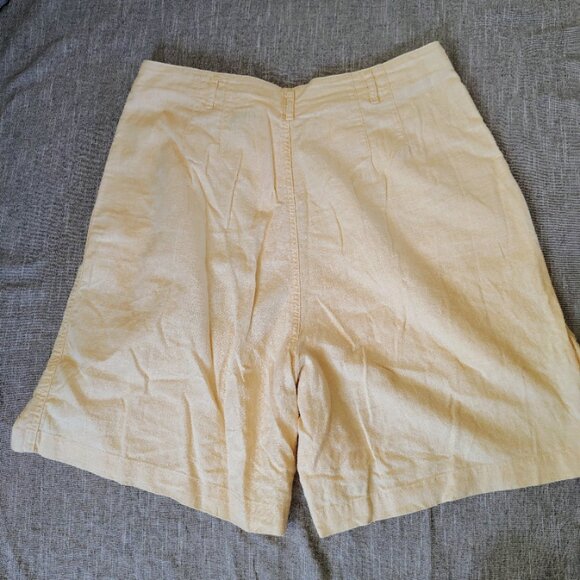 VINTAGE Hunt Club Shorts Women's Size 16 Pastel Linen Cotton Pleated Bermudas - Picture 6 of 10